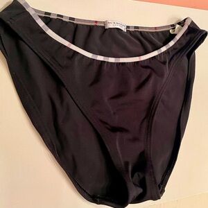 Burberry authentic Nova check plaid trim black bikini bottoms medium-worn twice